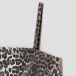 GANNI Foil Print Denim Strap Dress - Brown