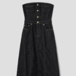 GANNI Fluffy Denim Long Corsage Dress - Black