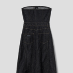 GANNI Fluffy Denim Long Corsage Dress - Black