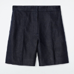 COS Tailored Elastic Linen Shorts – Navy