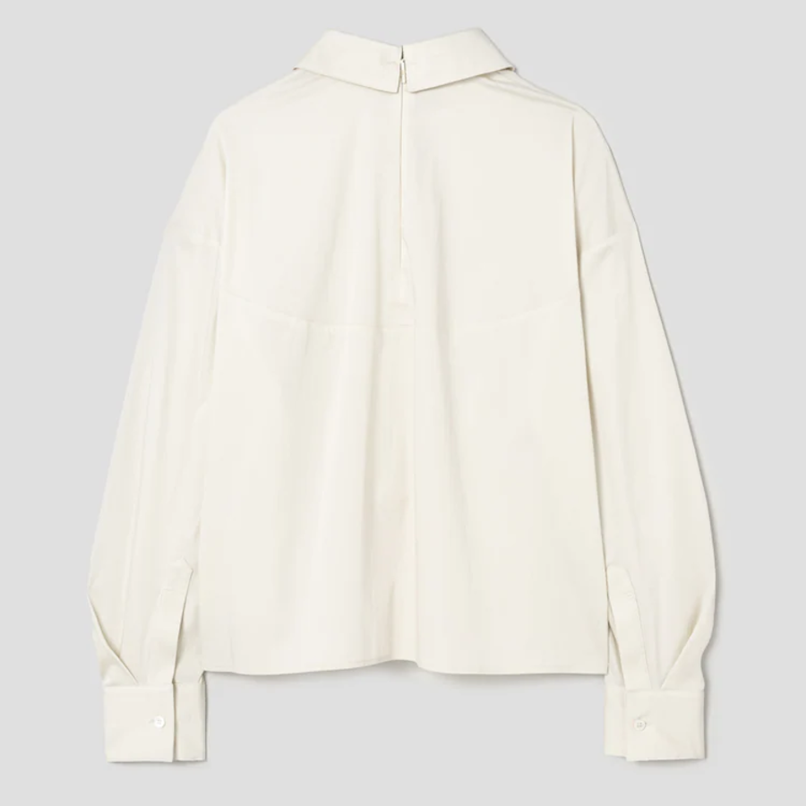 KUHO Cotton Blend Crop Blouse - Ivory