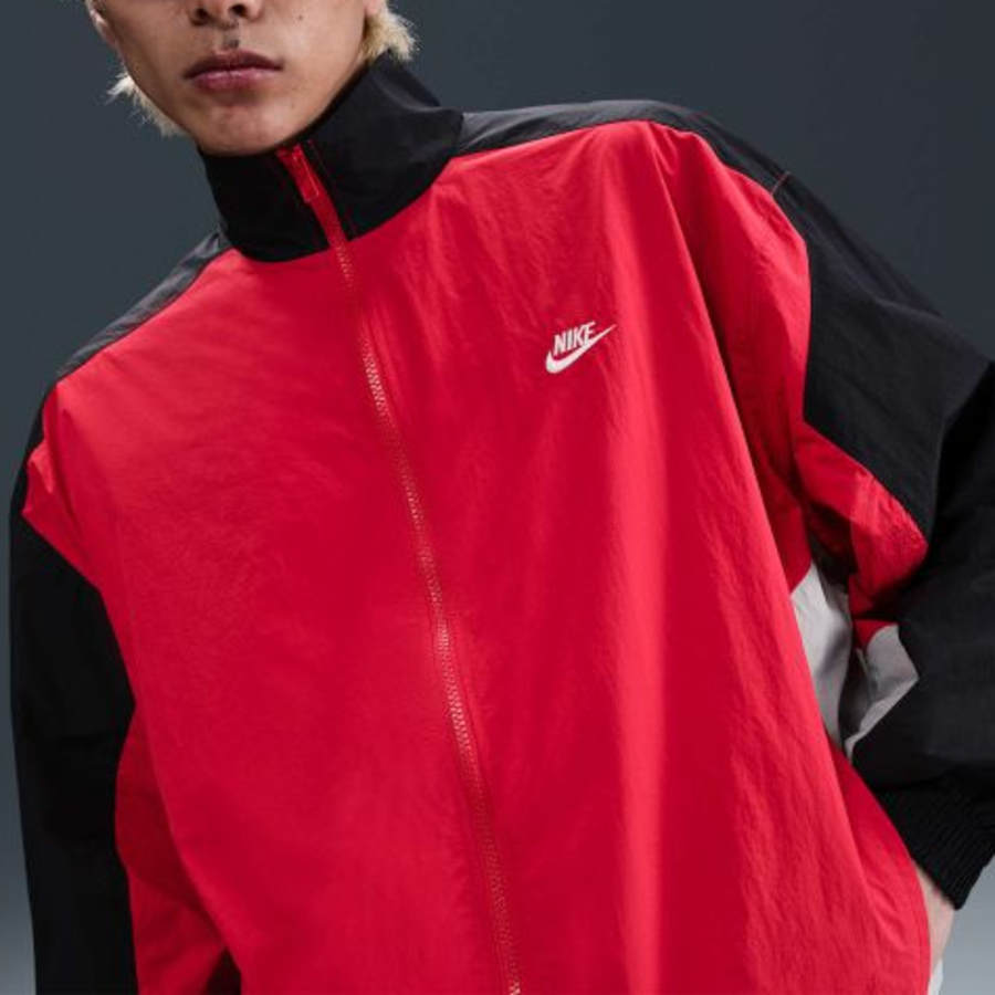 Nike Club Oversized Woven Track Jacket — University Red / Black