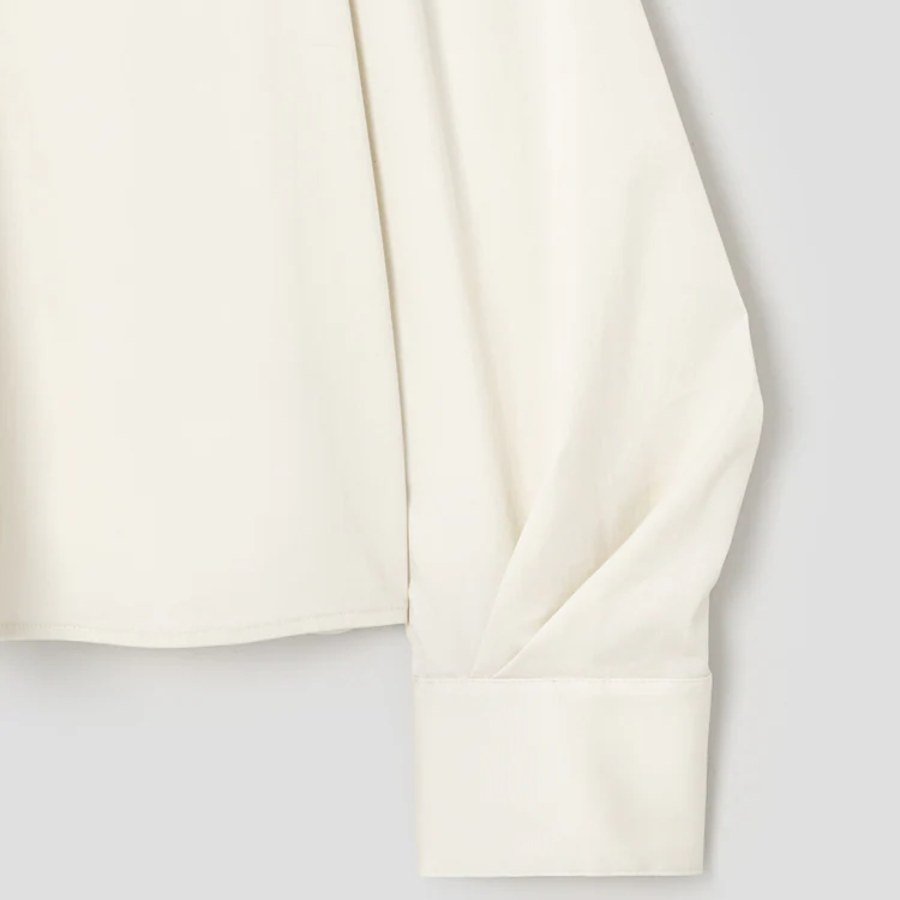 KUHO Cotton Blend Crop Blouse - Ivory