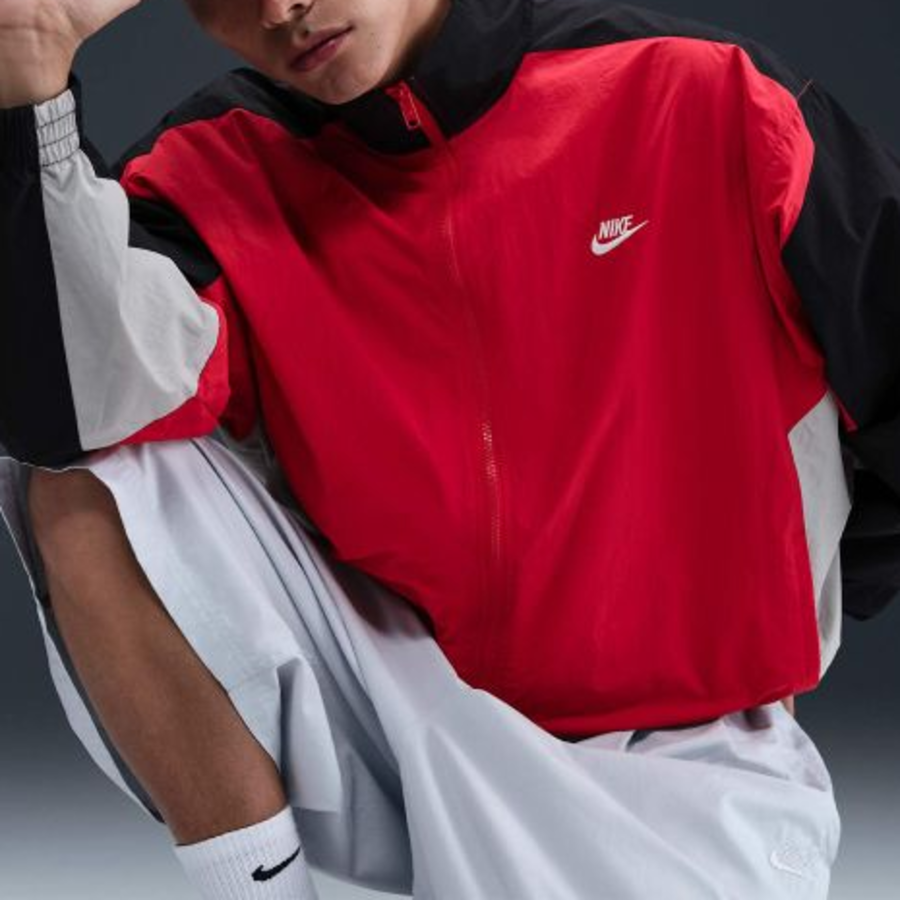Nike Club Oversized Woven Track Jacket — University Red / Black
