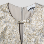 GANNI Metallic Cloque A-Shaped Mini Dress - Beige