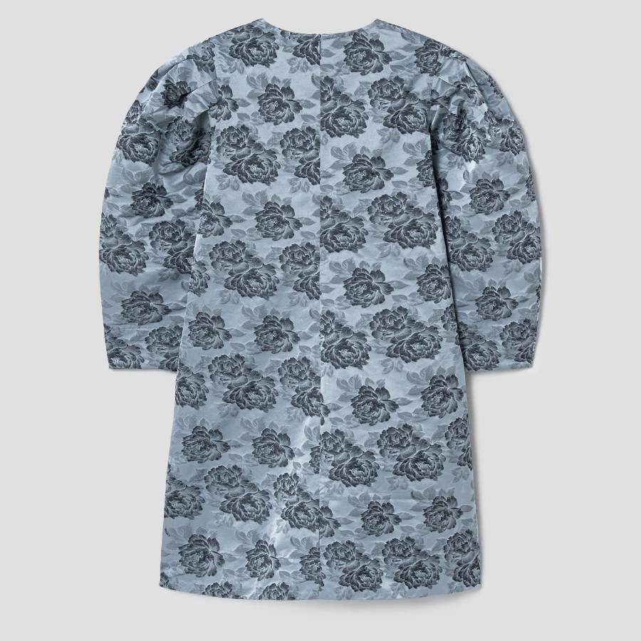 GANNI Botanical Jacquard A-Shaped Mini Dress - Sky Blue