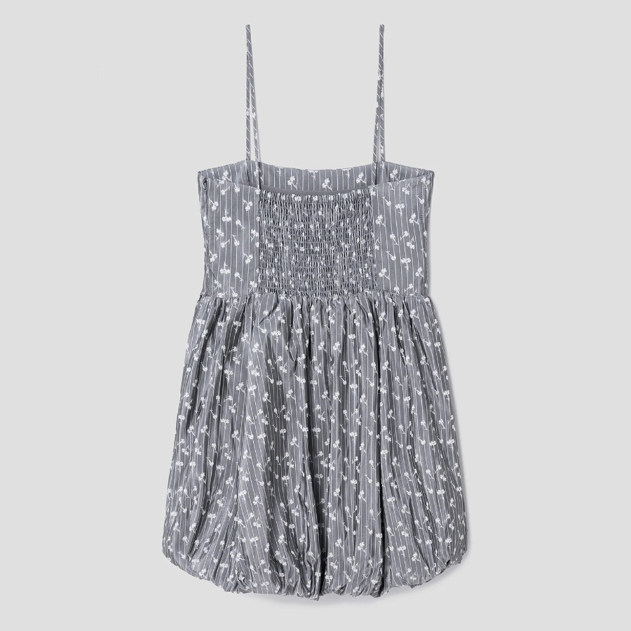 GANNI Acetate Jacquard Strap Mini Dress - Grey