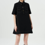 GANNI Crepe Sable Mini Dress - Black