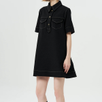 GANNI Crepe Sable Mini Dress - Black