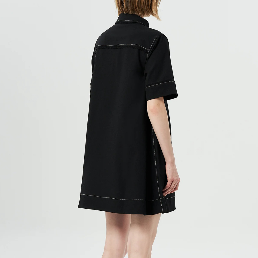 GANNI Crepe Sable Mini Dress - Black