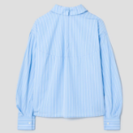 KUHO Cotton Striped Crop Blouse - Sky Blue