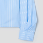 KUHO Cotton Striped Crop Blouse - Sky Blue