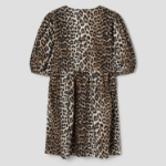 GANNI Printed Cotton Tie String Mini Dress - Leopard