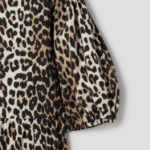 GANNI Printed Cotton Tie String Mini Dress - Leopard