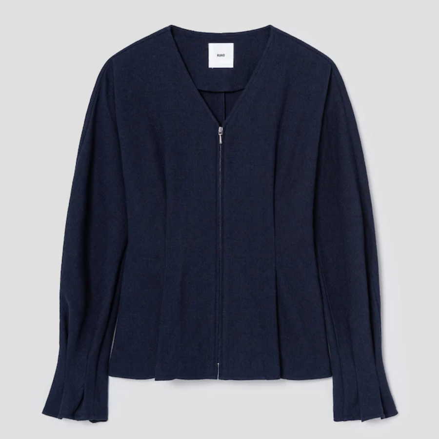 KUHO Open-Type Blouse - Navy