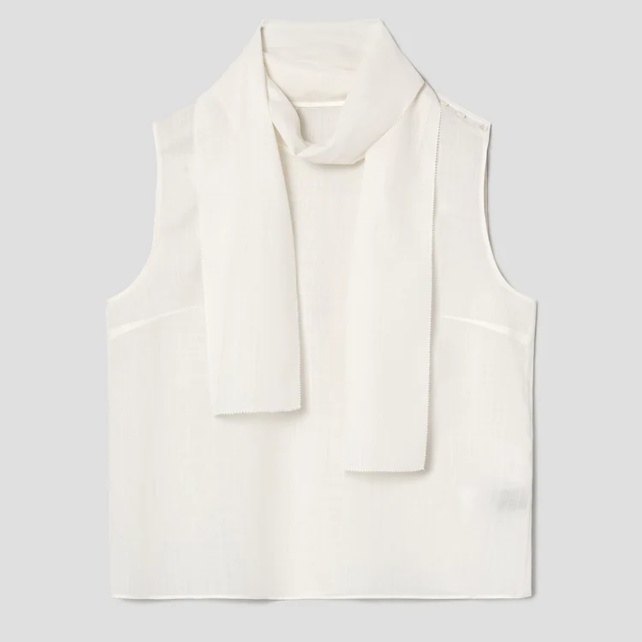 KUHO [KUHO X FRANCESCO FUCCI] Scarf Panel Sleeveless Blouse - Ivory