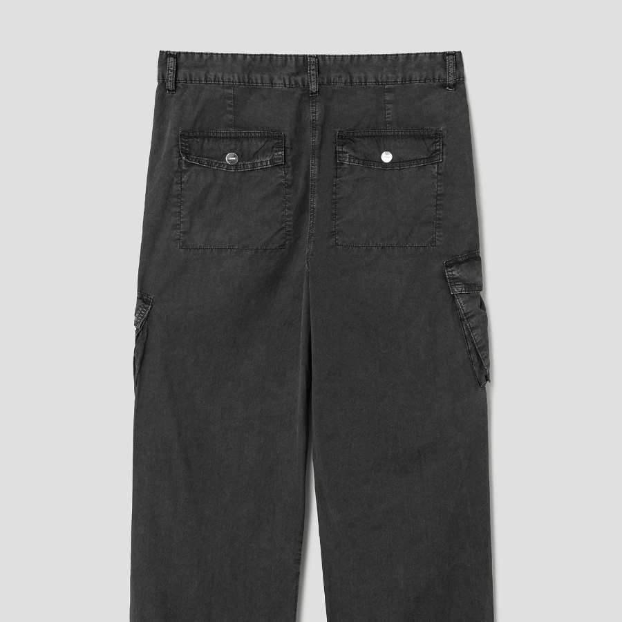 GANNI Washed Cotton Twill Pants - Ash
