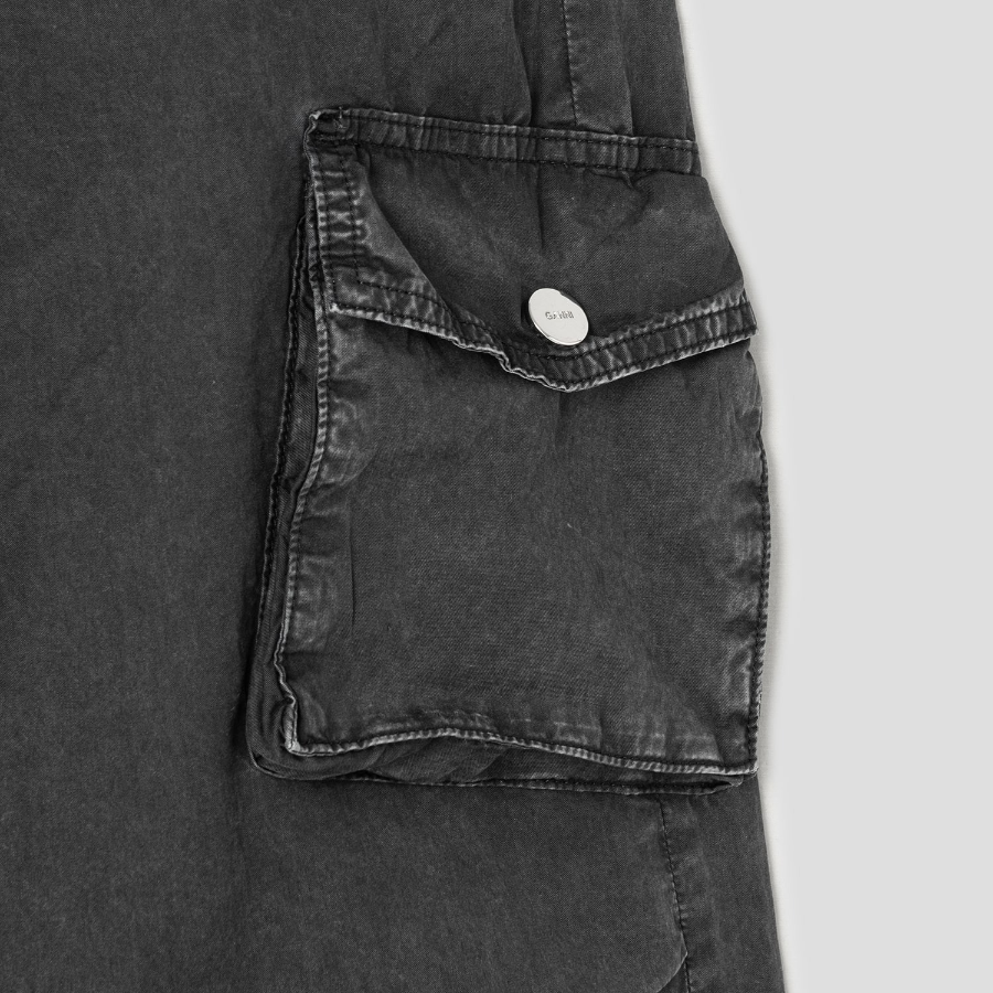 GANNI Washed Cotton Twill Pants - Ash