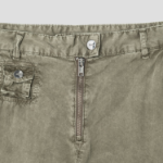 GANNI Washed Cotton Twill Pants - Khaki