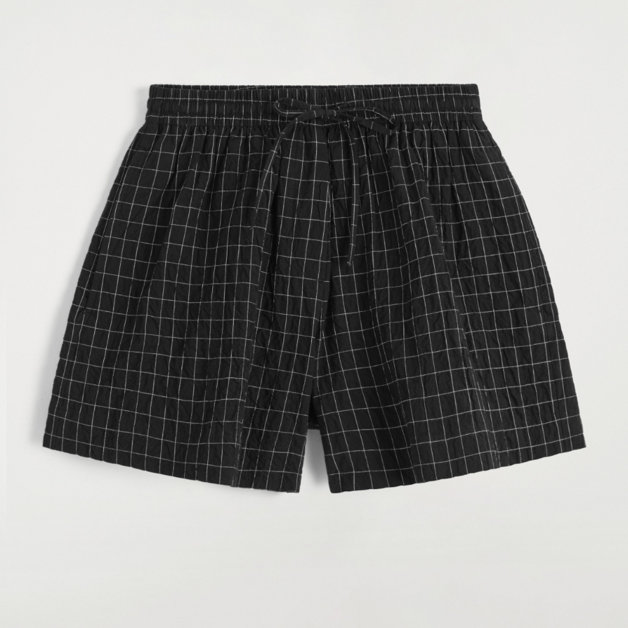 COS Checked Cotton Shorts – Black Check