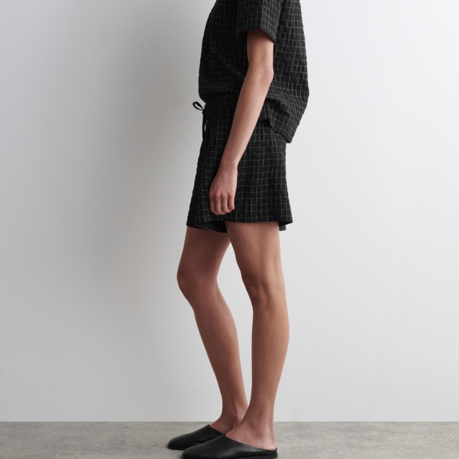 COS Checked Cotton Shorts – Black Check