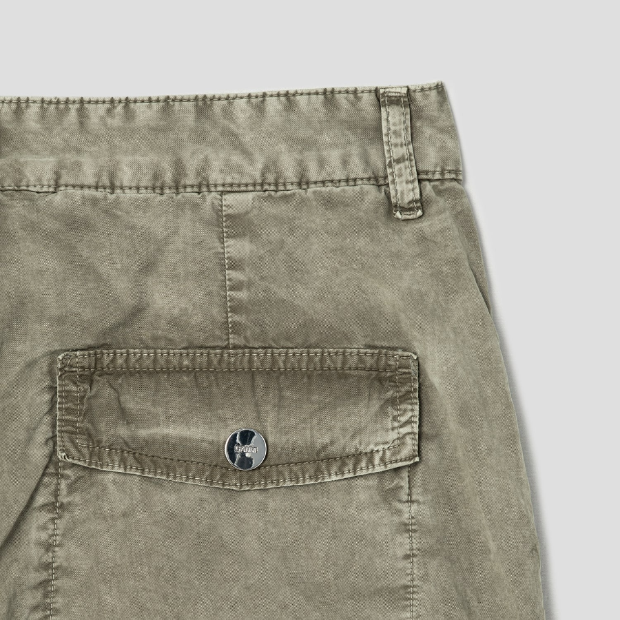 GANNI Washed Cotton Twill Pants - Khaki
