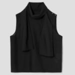 KUHO [KUHO X FRANCESCO FUCCI] Scarf Panel Sleeveless Blouse - Black