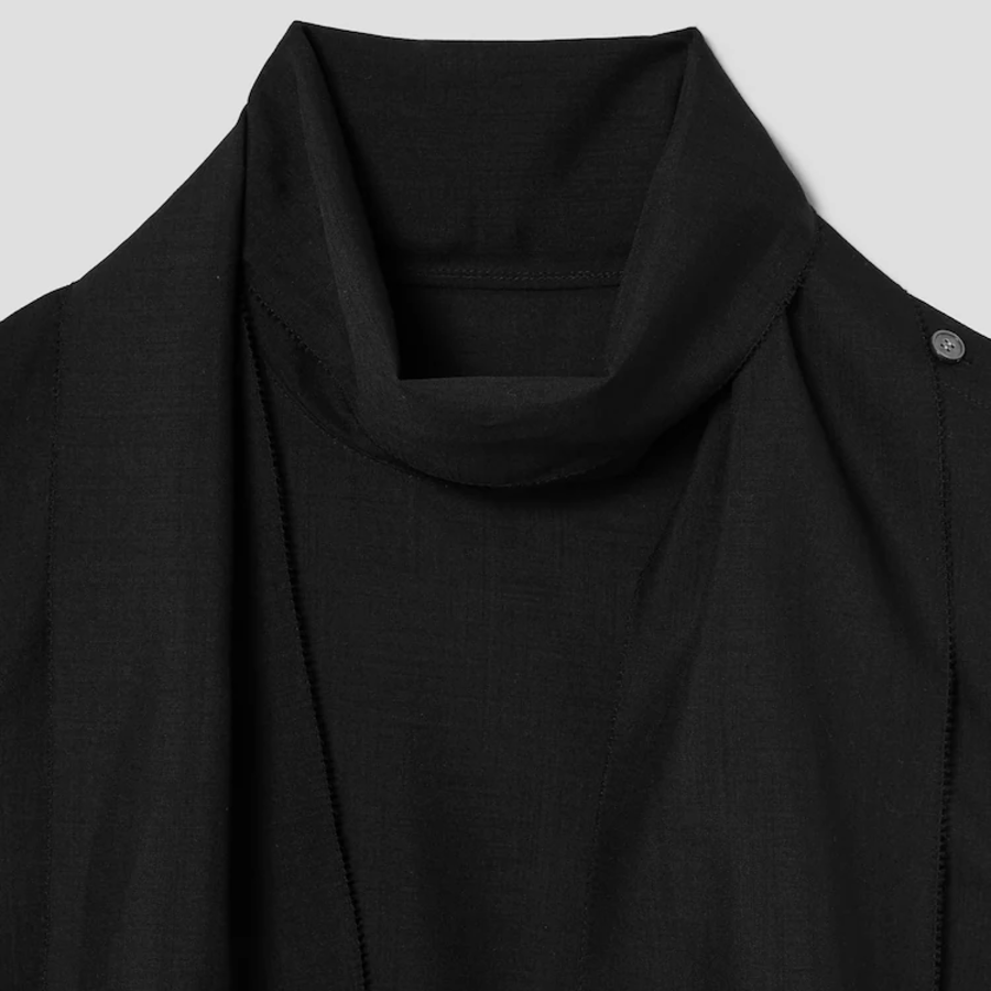 KUHO [KUHO X FRANCESCO FUCCI] Scarf Panel Sleeveless Blouse - Black