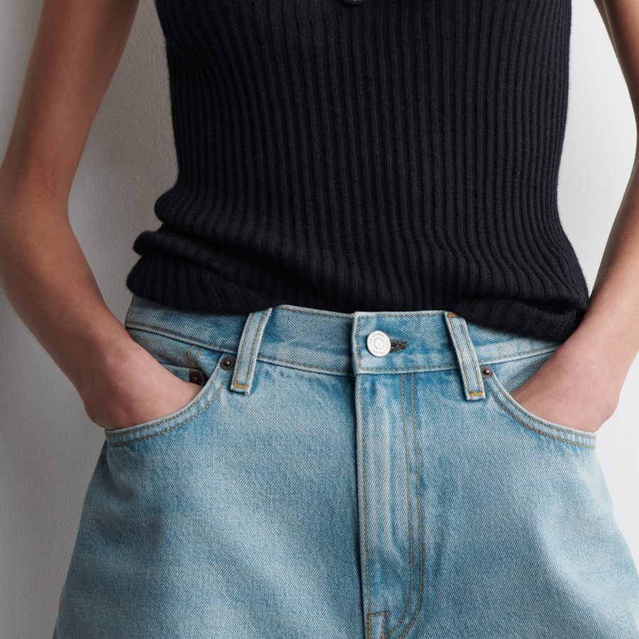 COS High-Rise Denim Shorts – Washed Blue