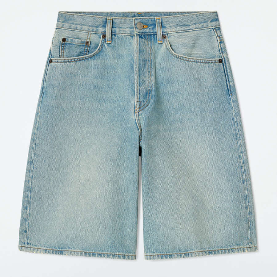 COS Longline Denim Shorts – Light Blue