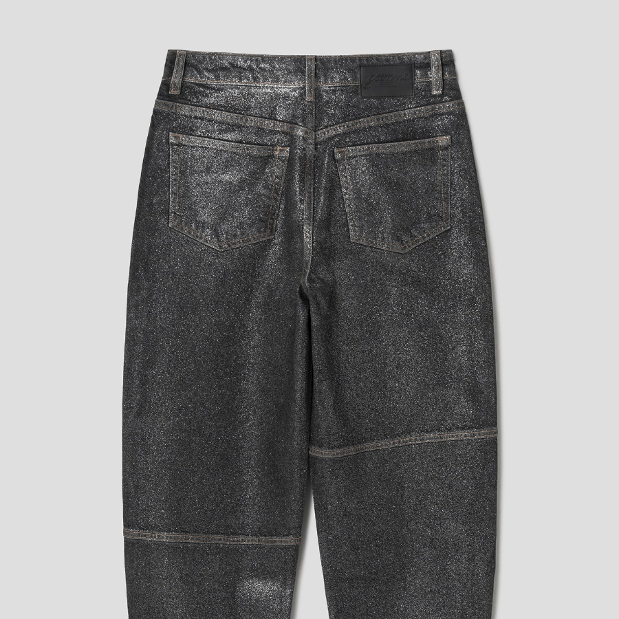 GANNI Shimmery Foil Denim Stary - Black