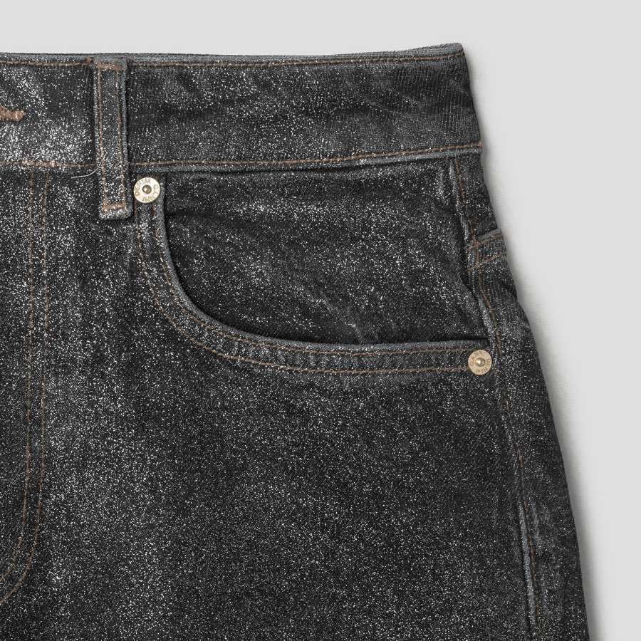 GANNI Shimmery Foil Denim Stary - Black