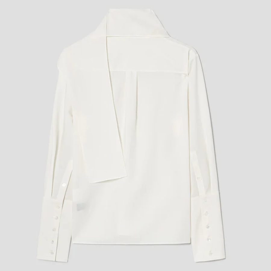 KUHO [KUHO X FRANCESCO FUCCI] Scarf Panel Long-Sleeve Blouse - Ivory