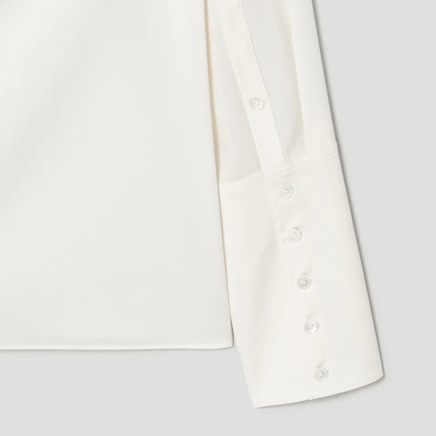 KUHO [KUHO X FRANCESCO FUCCI] Scarf Panel Long-Sleeve Blouse - Ivory