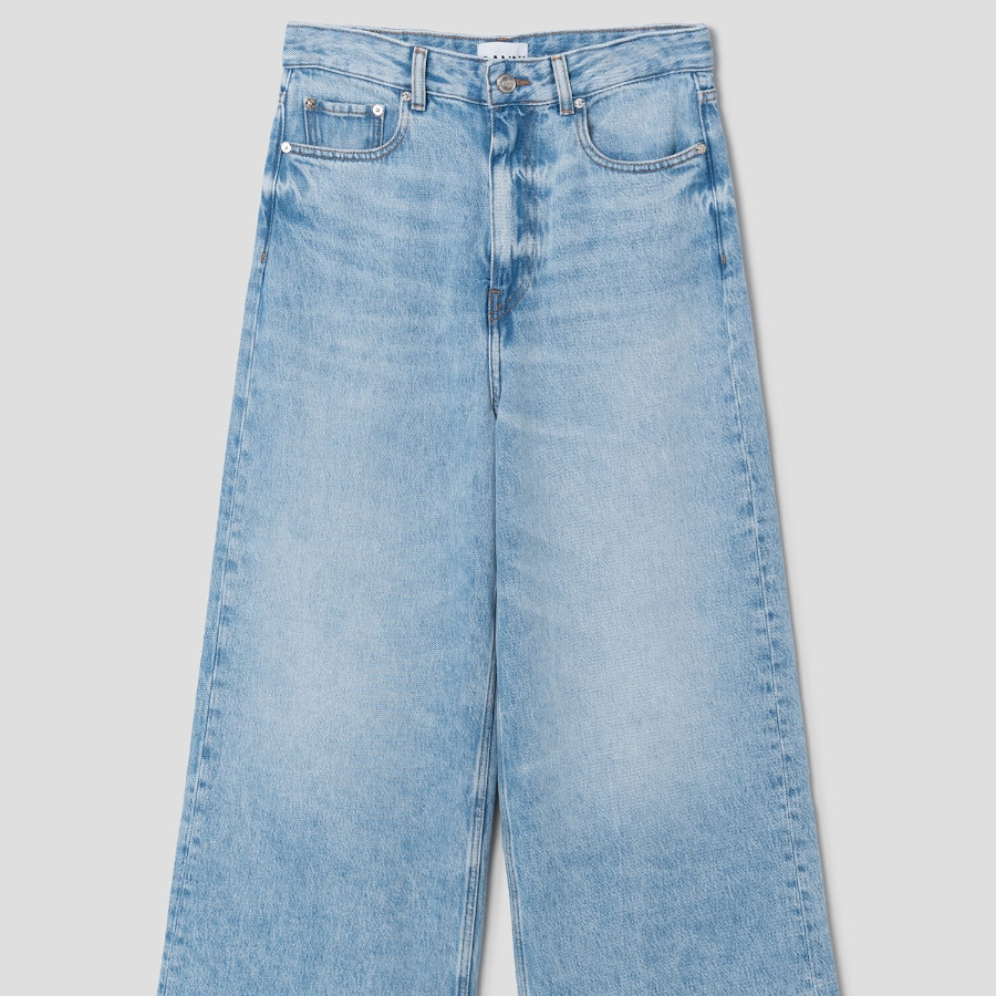 GANNI Soft Rigid Denim Baggy Jeans - Sky Blue