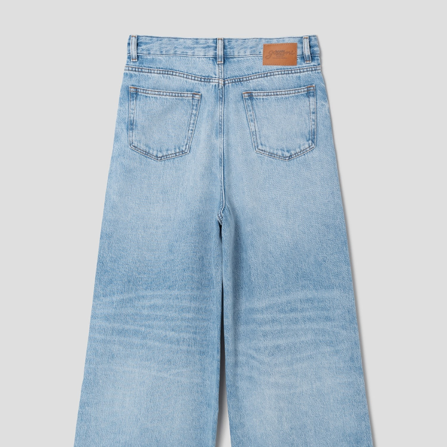 GANNI Soft Rigid Denim Baggy Jeans - Sky Blue