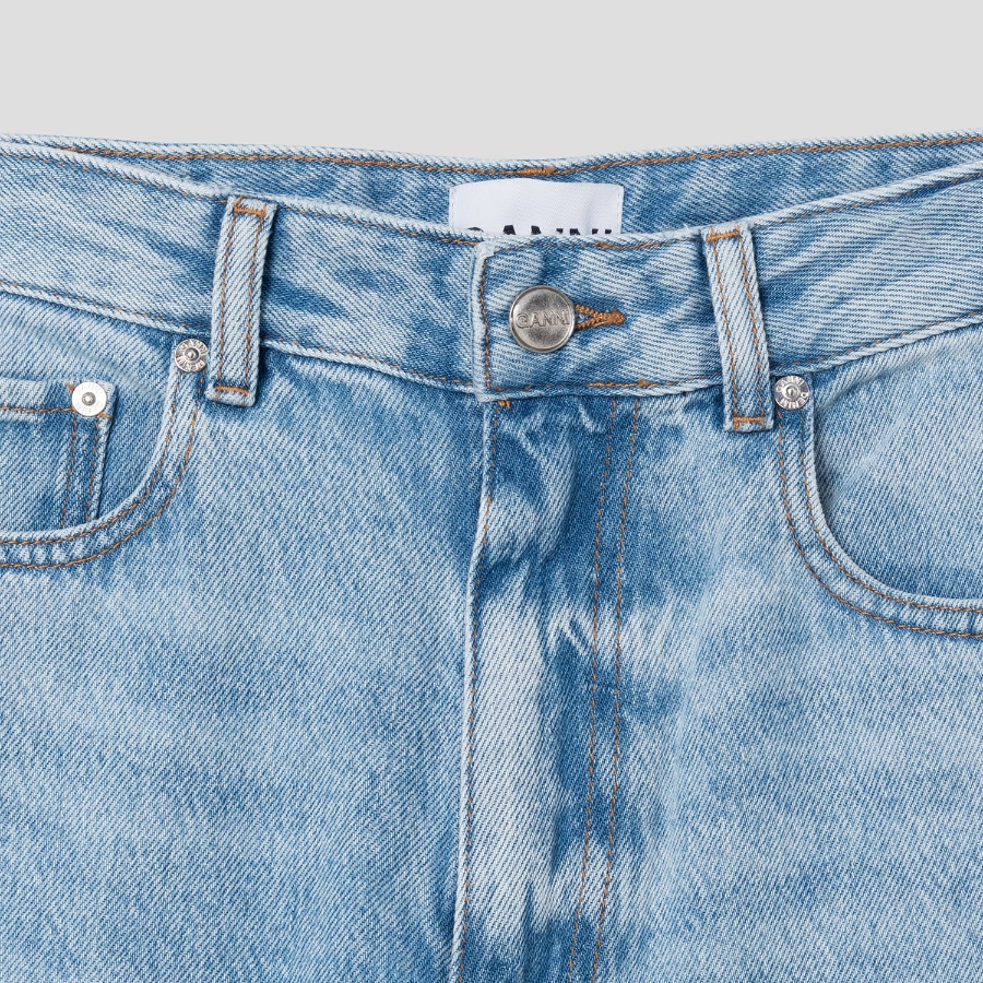 GANNI Soft Rigid Denim Baggy Jeans - Sky Blue