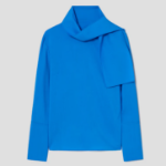 KUHO [KUHO X FRANCESCO FUCCI] Scarf Panel Long-Sleeve Blouse - Blue