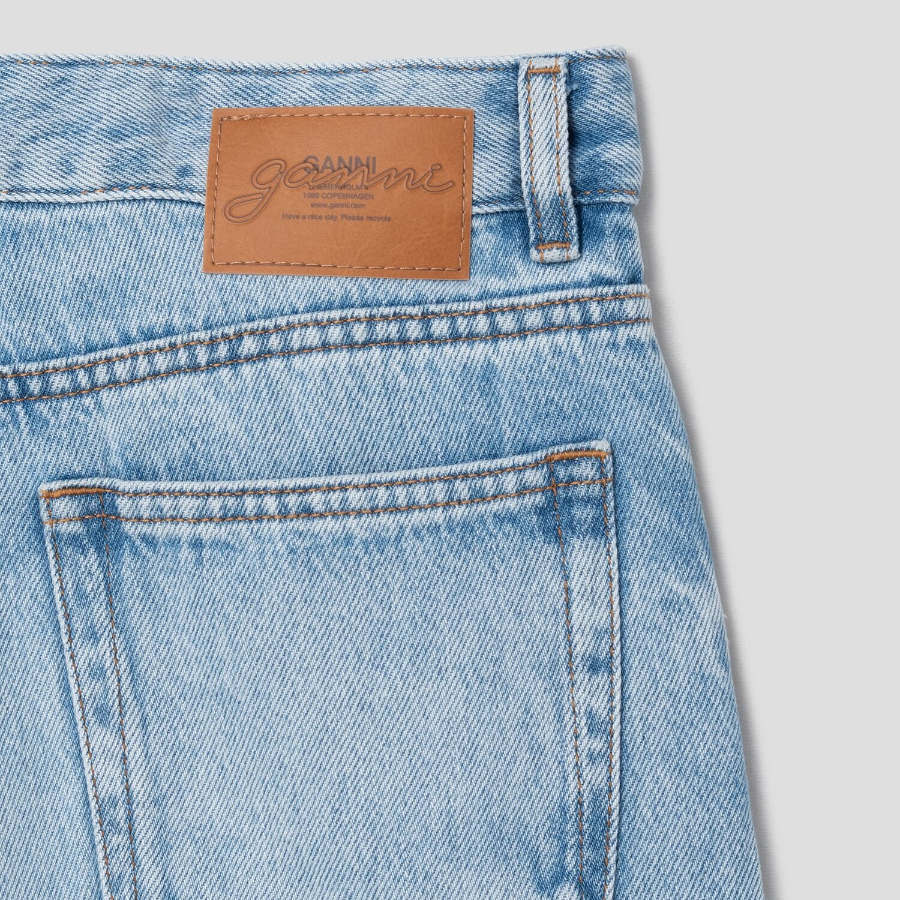 GANNI Soft Rigid Denim Baggy Jeans - Sky Blue