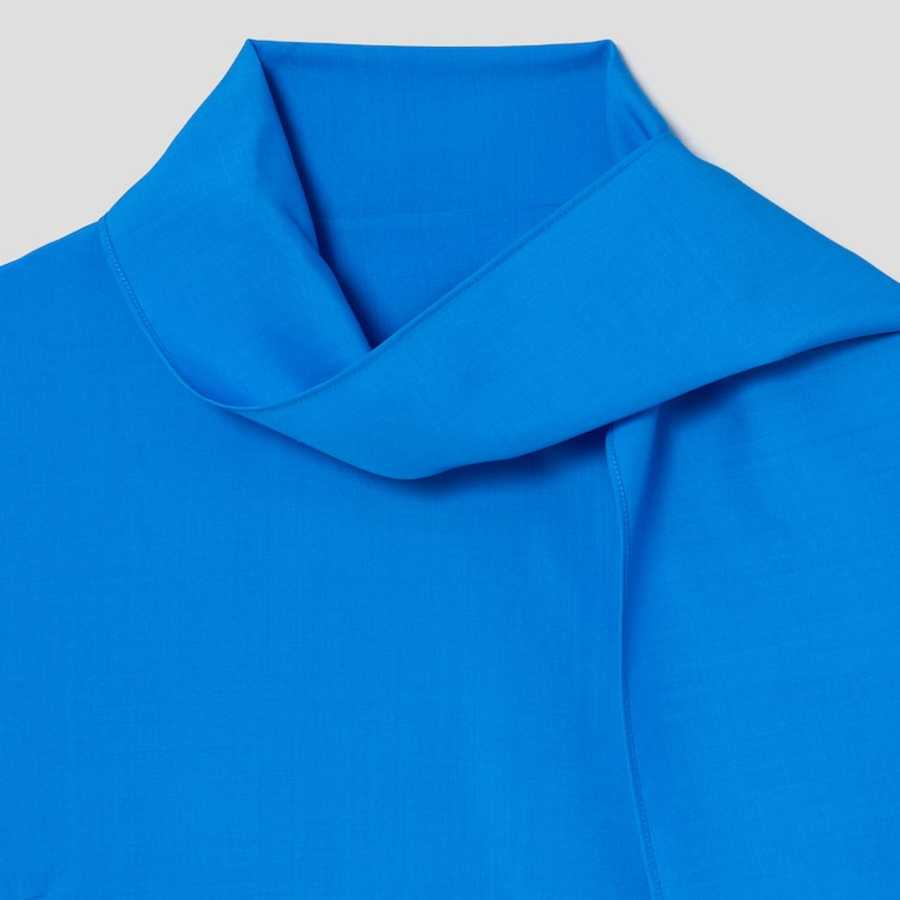 KUHO [KUHO X FRANCESCO FUCCI] Scarf Panel Long-Sleeve Blouse - Blue
