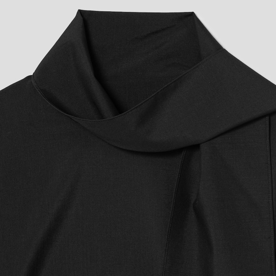 KUHO [KUHO X FRANCESCO FUCCI] Scarf Panel Long-Sleeve Blouse - Black