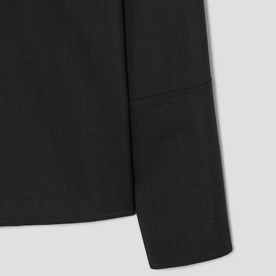 KUHO [KUHO X FRANCESCO FUCCI] Scarf Panel Long-Sleeve Blouse - Black