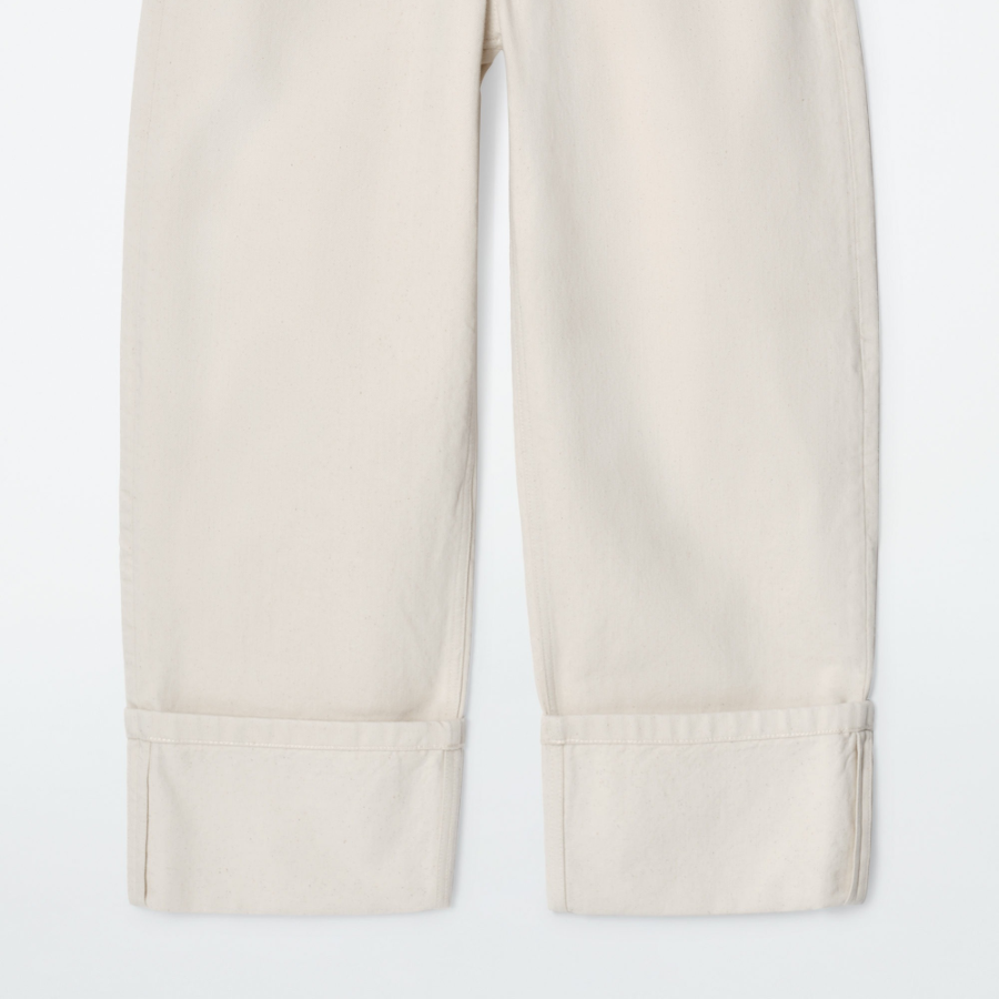 COS Facade Turn-Up Straight-Leg Jeans – Ecru