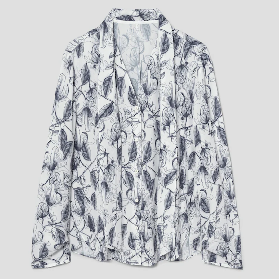 KUHO [Edit] Tie Detail Blouse(Print) - Navy