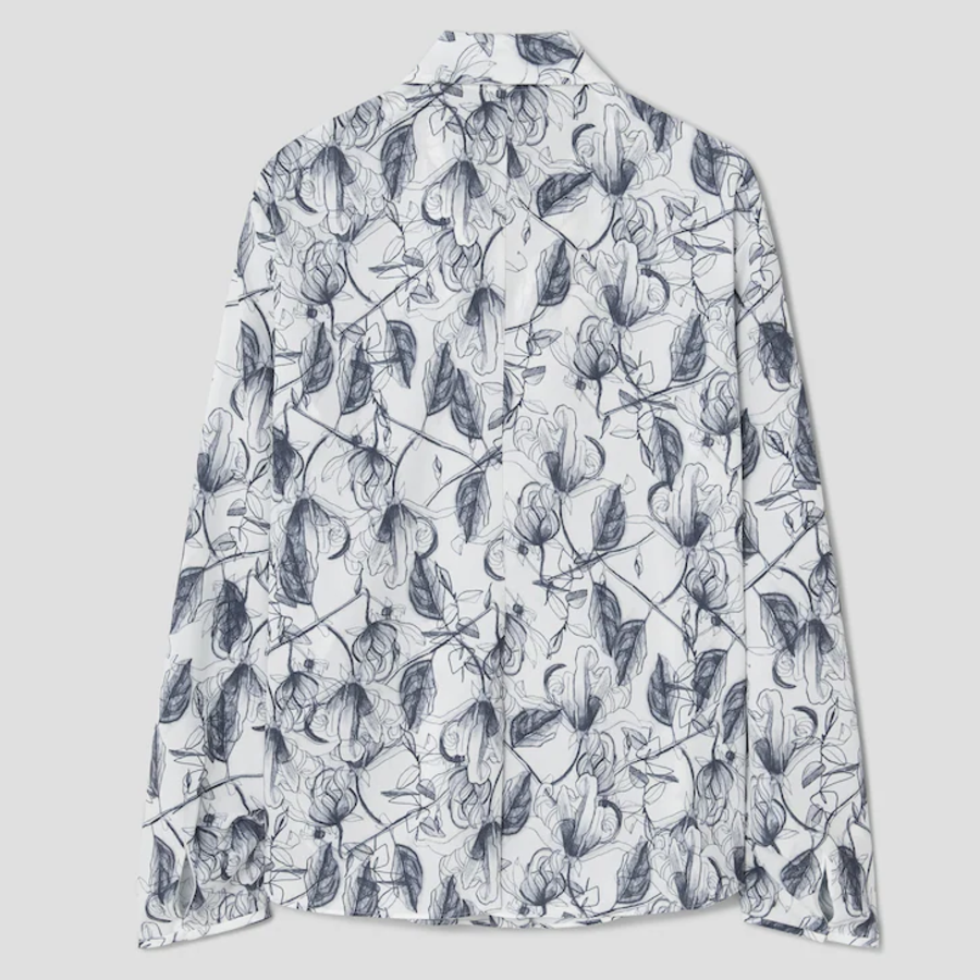 KUHO [Edit] Tie Detail Blouse(Print) - Navy