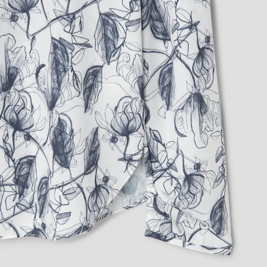 KUHO [Edit] Tie Detail Blouse(Print) - Navy