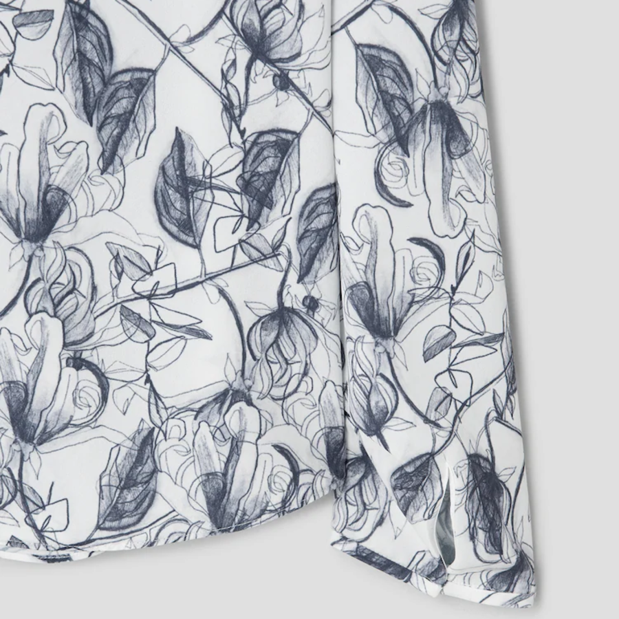 KUHO [Edit] Tie Detail Blouse(Print) - Navy