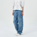 GANNI Broderie Anglaise Denim Carpenter Jeans - Sky Blue