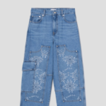 GANNI Broderie Anglaise Denim Carpenter Jeans - Sky Blue