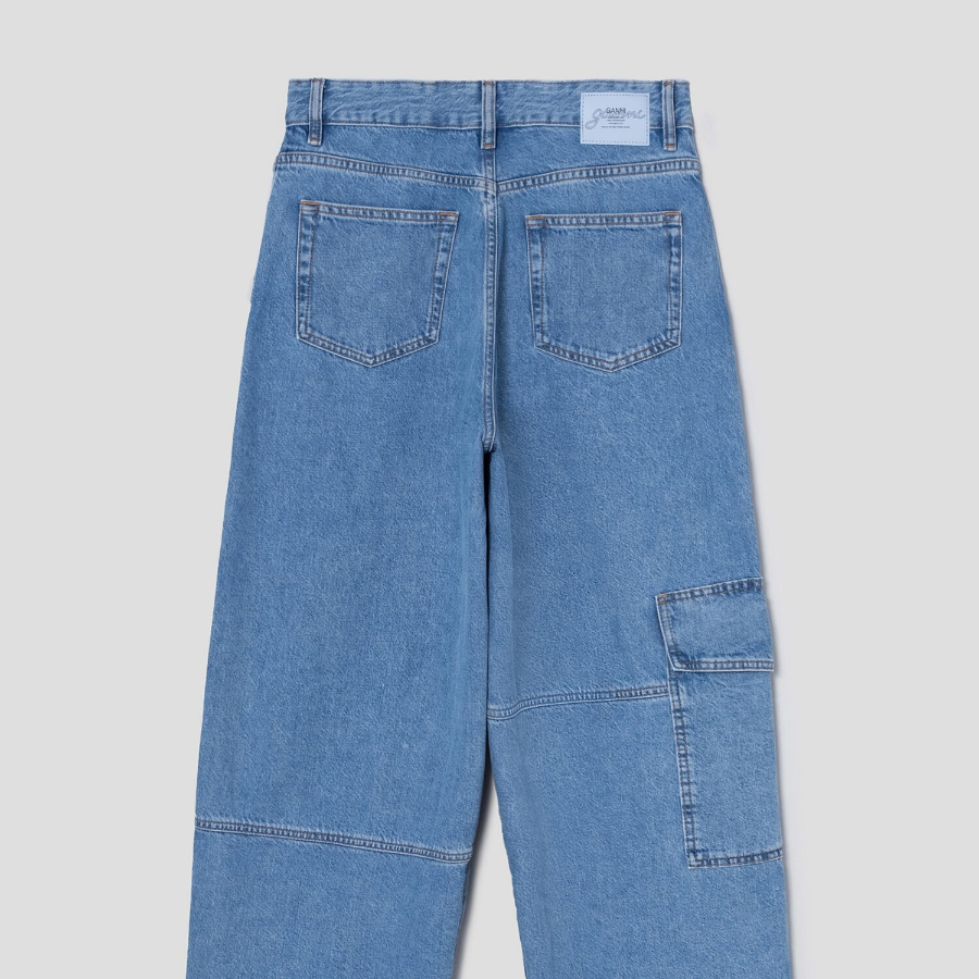 GANNI Broderie Anglaise Denim Carpenter Jeans - Sky Blue